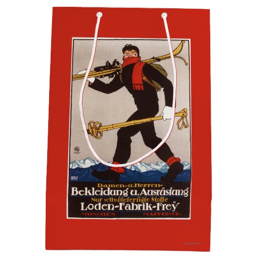 Loden Ski Clothes Skiing Advertisement Poster Medium Cadeauzakje (Achterkant)