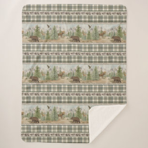 Lodge Bear geruite stof Sherpa Deken