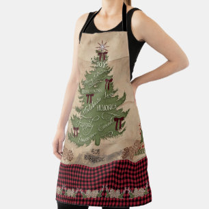 Lodge kerstboom Typography Wood Buffalo Check Schort