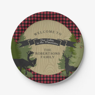 Lodge Mountain Cabin Rustic Hunting Deer Antlers Papieren Bordje