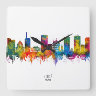 Lodz Polen Skyline Vierkante Klok
