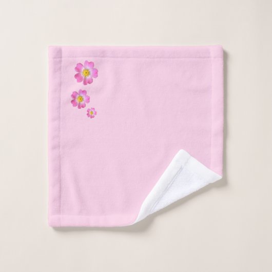 Loefroze bloemen op lichtroze bad handdoek (Wasdoekje)