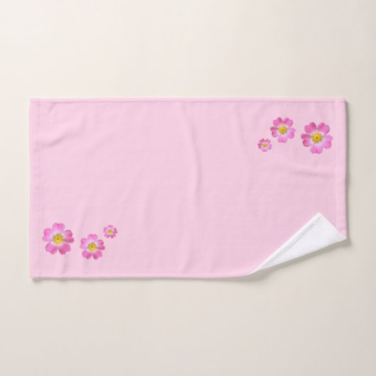 Loefroze bloemen op lichtroze bad handdoek (Handdoek)