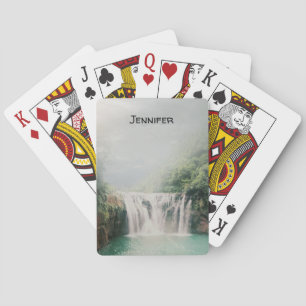 Loefwaterval in een bergbos pokerkaarten