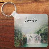 Loefwaterval in een bergbos sleutelhanger (Voorkant)