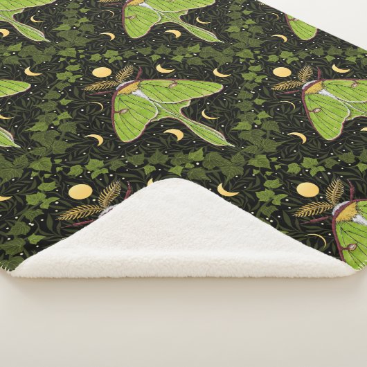 Loenmot, maanfasen en klimopdamast 2 sherpa deken (3/4)