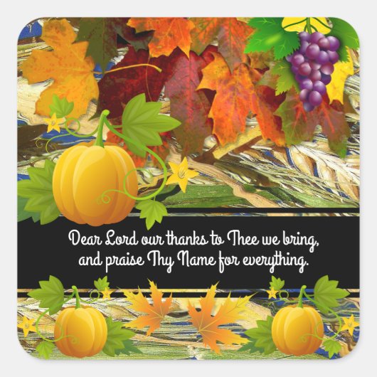Lof en Thanksgiving Herfst Vierkante Sticker (Voorkant)