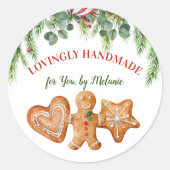 Loffing handgemaakte gingerbrood-gunstlabels ronde sticker (Voorkant)