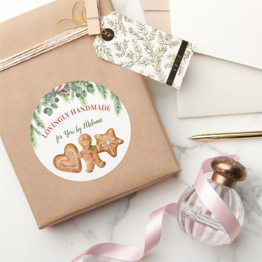Loffing handgemaakte gingerbrood-gunstlabels ronde sticker (Geschenken)