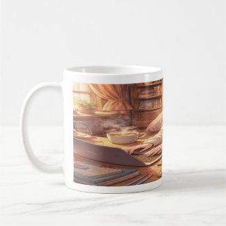 Lofi Anime Meisje dat Studeert met Koffie Wrap-aro Koffiemok
