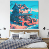 Lofi Dreams aan zee Canvas Afdruk (Insitu (Slaapkamer))