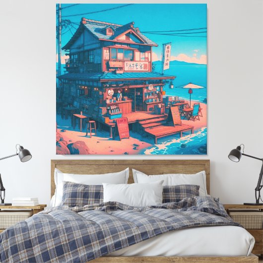 Lofi Dreams aan zee Canvas Afdruk (Insitu (Slaapkamer))