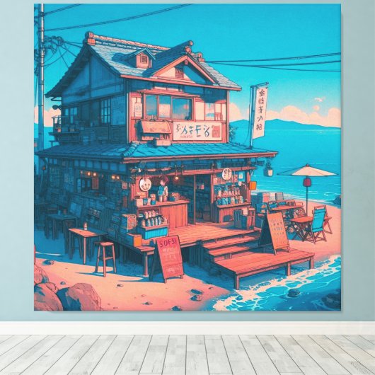 Lofi Dreams aan zee Canvas Afdruk (Insitu (Houten vloer))