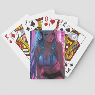 Lofi Gamer Meisje   Chille Anime Esthetiek Pokerkaarten