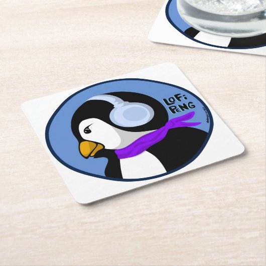 Lofi Peng Vierkante Kartonnen Onderzetter (Schuin)