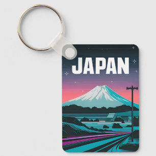 LoFi Vaporwave Retro 80s Japan Mount Fuji Sleutelhanger