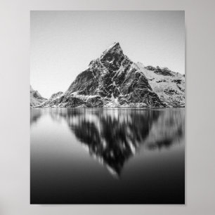 Lofoten berg zwart-wit foto poster