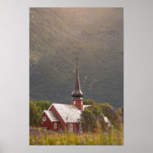 Lofoten-eilanden Flakstad-kerk Poster