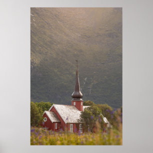 Lofoten-eilanden Flakstad-kerk Poster