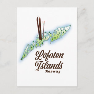 Lofoten eilanden, Noorwegen ski poster. Briefkaart