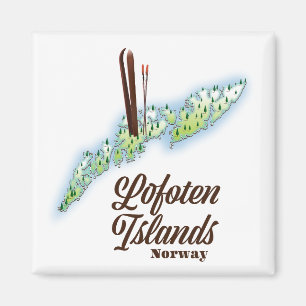 Lofoten-eilanden, poster van Noorwegen. Magneet
