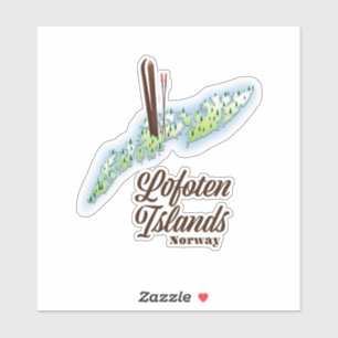 Lofoten-eilanden, poster van Noorwegen. Sticker