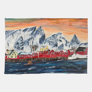 Lofoten Fishing Village Fine Art Serviette de cuis