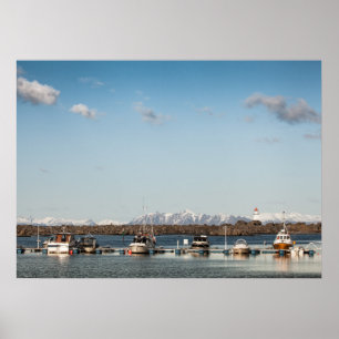 Lofoten Islands Vist boats Poster