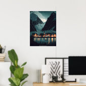 Lofoten Night Poster (Thuiskantoor)
