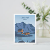 Lofoten Noorwegen Beroemde Reisplaats Illustratie Briefkaart (Staand voorkant)