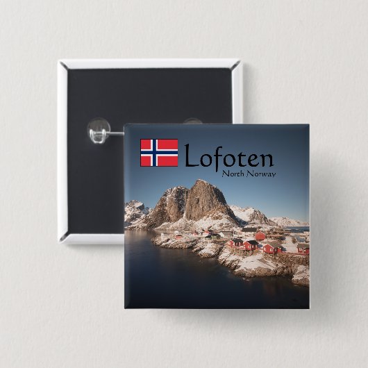 Lofoten Norway Souvenir Vierkante Button 5,1 Cm (Voorkant /achterkant)