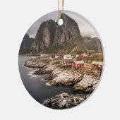 Lofoten Vist het dorp Hamnoya Keramisch Ornament (Links)
