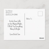 Log Cabin en warme open haard op kerstavond Briefkaart (Achterkant)