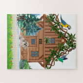 Log Cabin Home Jigzaag Puzzle Legpuzzel (Horizontaal)