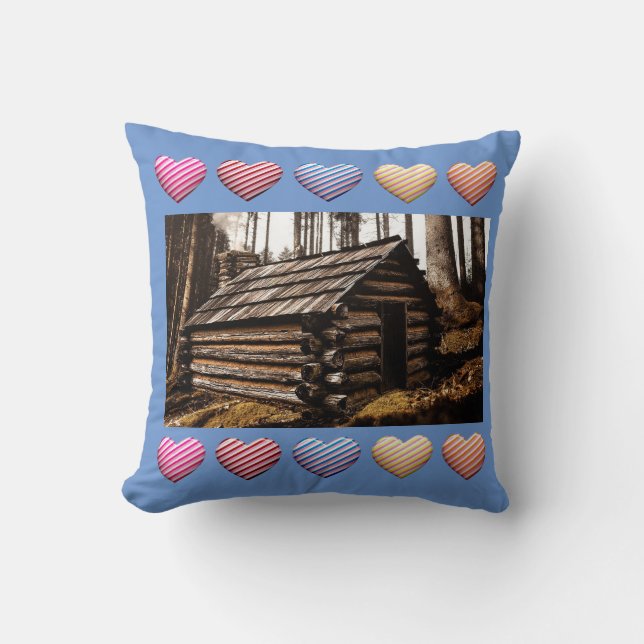 LOG CABIN HOUSE PILLOW KUSSEN (Voorkant)