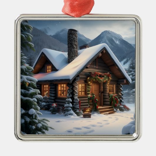Log Cabin Kerst Ornament (Voorkant)