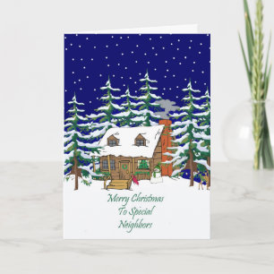 Log Cabin Kerstburen Feestdagen Kaart