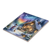 Log Cabin - Kerstmis Tegeltje (Zijkant)