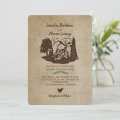 Log Cabin Mountains rustieke bruiloft uitnodiging (Staand voorkant)