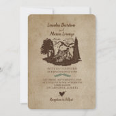 Log Cabin Mountains rustieke bruiloft uitnodiging (Voorkant)