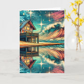 Log Cabin op het strand Ai Art Denken aan jou Kaart (Gele Bloem)