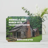 LOG CABIN WEDDING INVITATIONS PERSONALISEERD KAART (Staand voorkant)