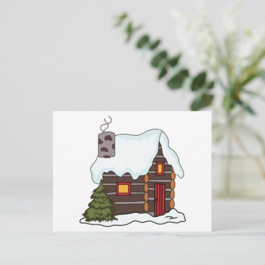Log Cabin Winter Briefkaart (Staand voorkant)