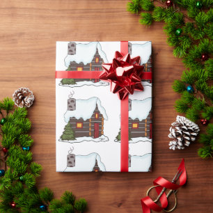 Log Cabin Winter Cadeaupapier