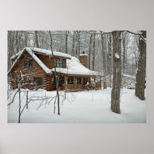Log Cabin Winter Poster