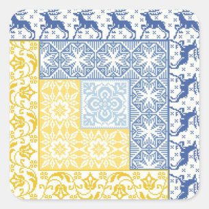 Log Cabin Winter Vierkante Sticker