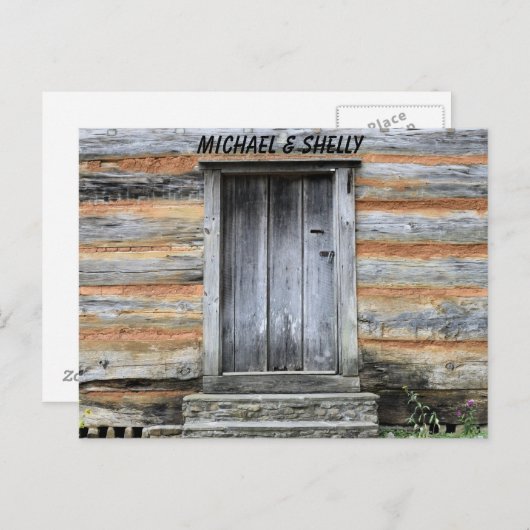 LOG CABINE BRUILOFT UITNODIGINGEN (Voorkant / Achterkant)