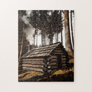 LOG CABINE HOUSE À WOODS JIGSAW PUZZLE