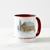 Log Cabine Lake House Deer Woods Custom Text Mug (Devant droit)