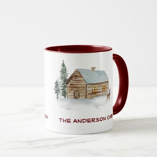 Log Cabine Lake House Deer Woods Custom Text Mug (Devant droit)